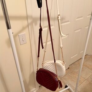 Amazon Crossbody Bags - Burgundy and White